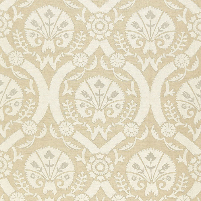 Schumacher Taza Damask Champagne Fabric 65773