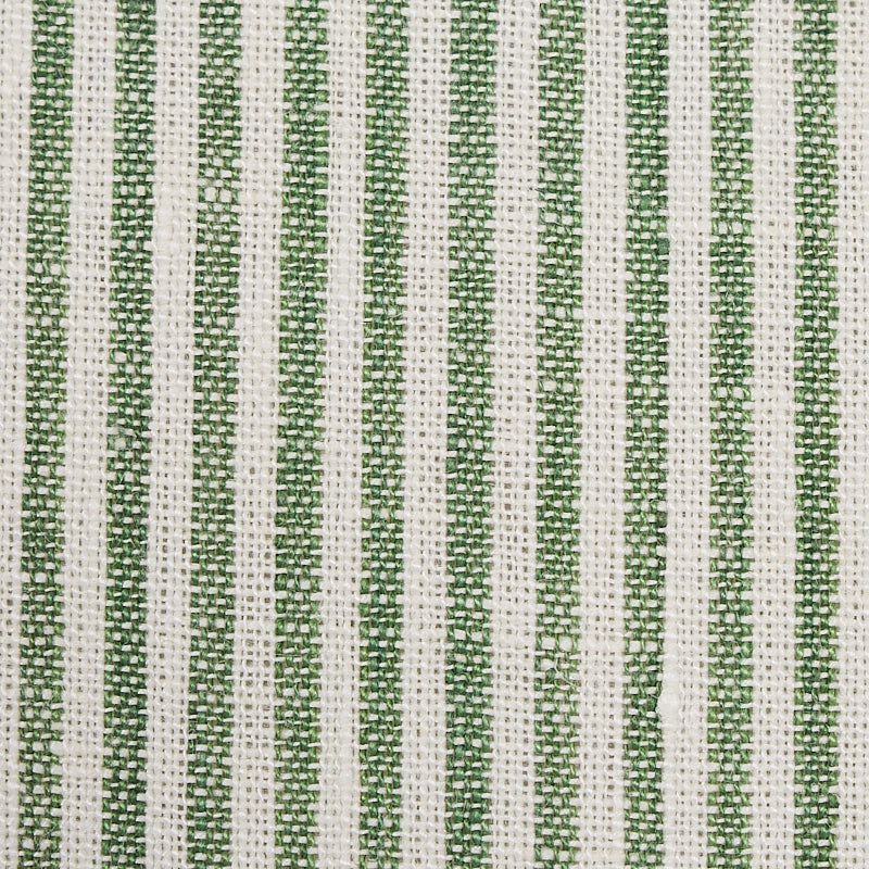 Schumacher Wesley Ticking Stripe Green Fabric Sample 65986