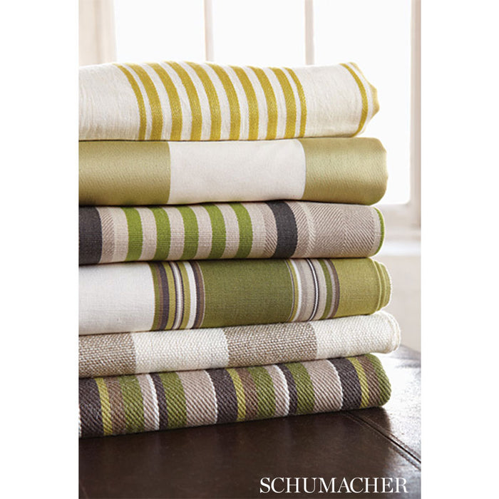 Schumacher Addison Cotton Stripe Vert Fabric Sample 66003