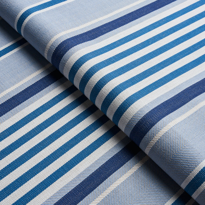 Schumacher Minzer Cotton Stripe Blue Fabric 66014