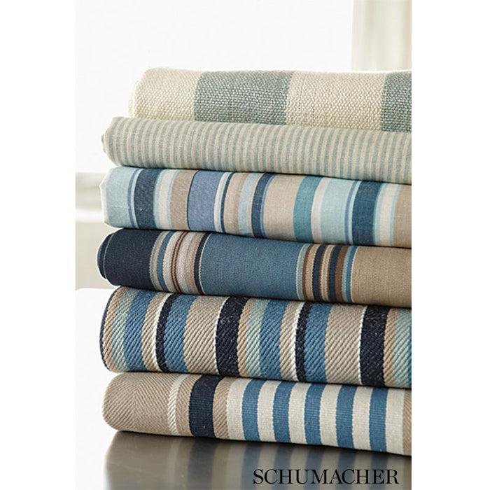 Schumacher Tybee Stripe Ocean Fabric Sample 66051