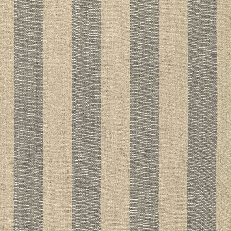 Schumacher Augustin Linen Stripe Steel / Linen Fabric Sample 66074