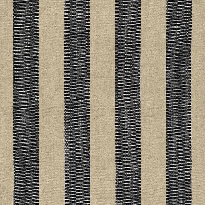 Schumacher Augustin Linen Stripe Ebony / Linen Fabric Sample 66075