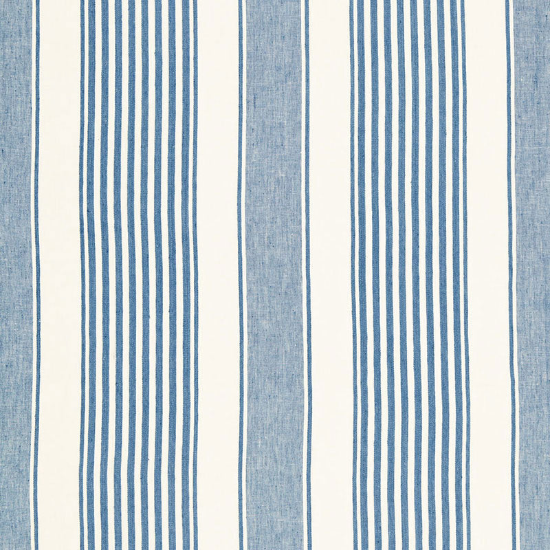 Schumacher Summerville Linen Stripe Ocean Fabric 66090