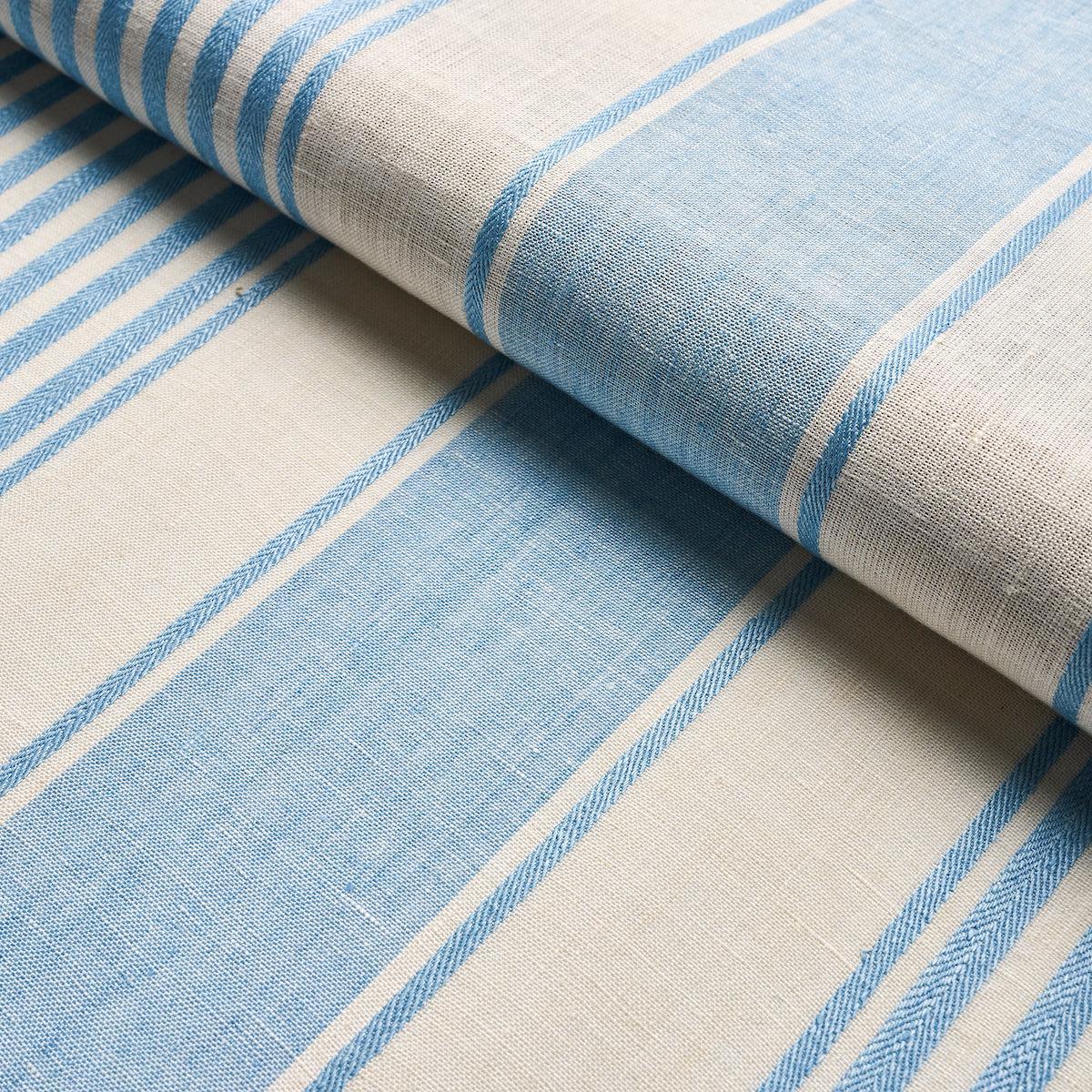 Schumacher Summerville Linen Stripe Sky Fabric 66094