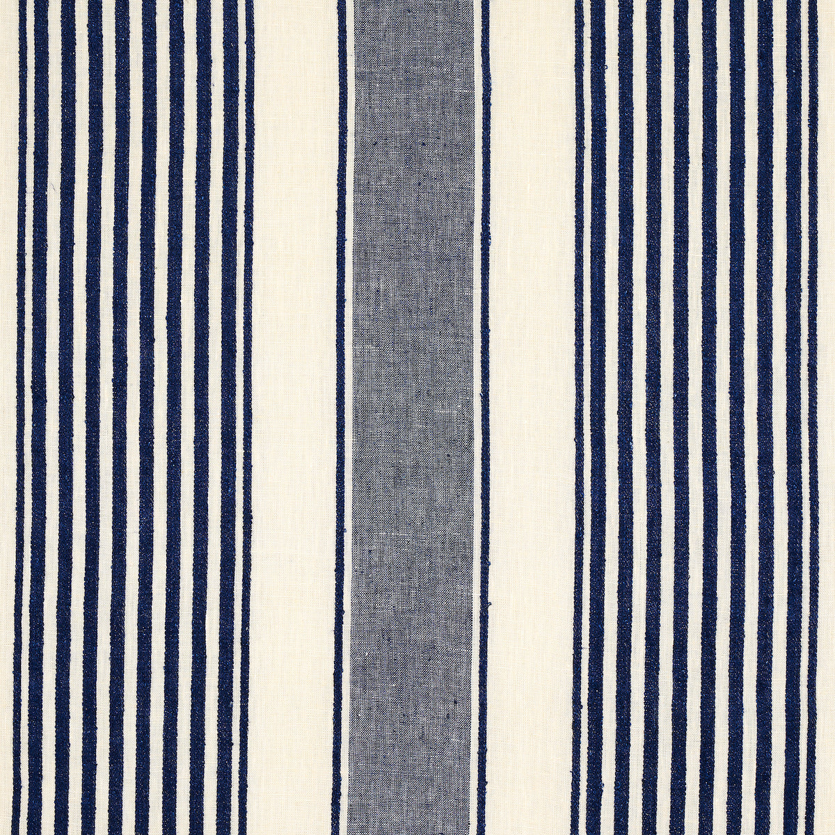 Schumacher Summerville Linen Stripe Navy Fabric 66095