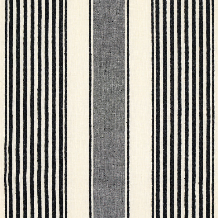 Schumacher Summerville Linen Stripe Black Fabric 66096