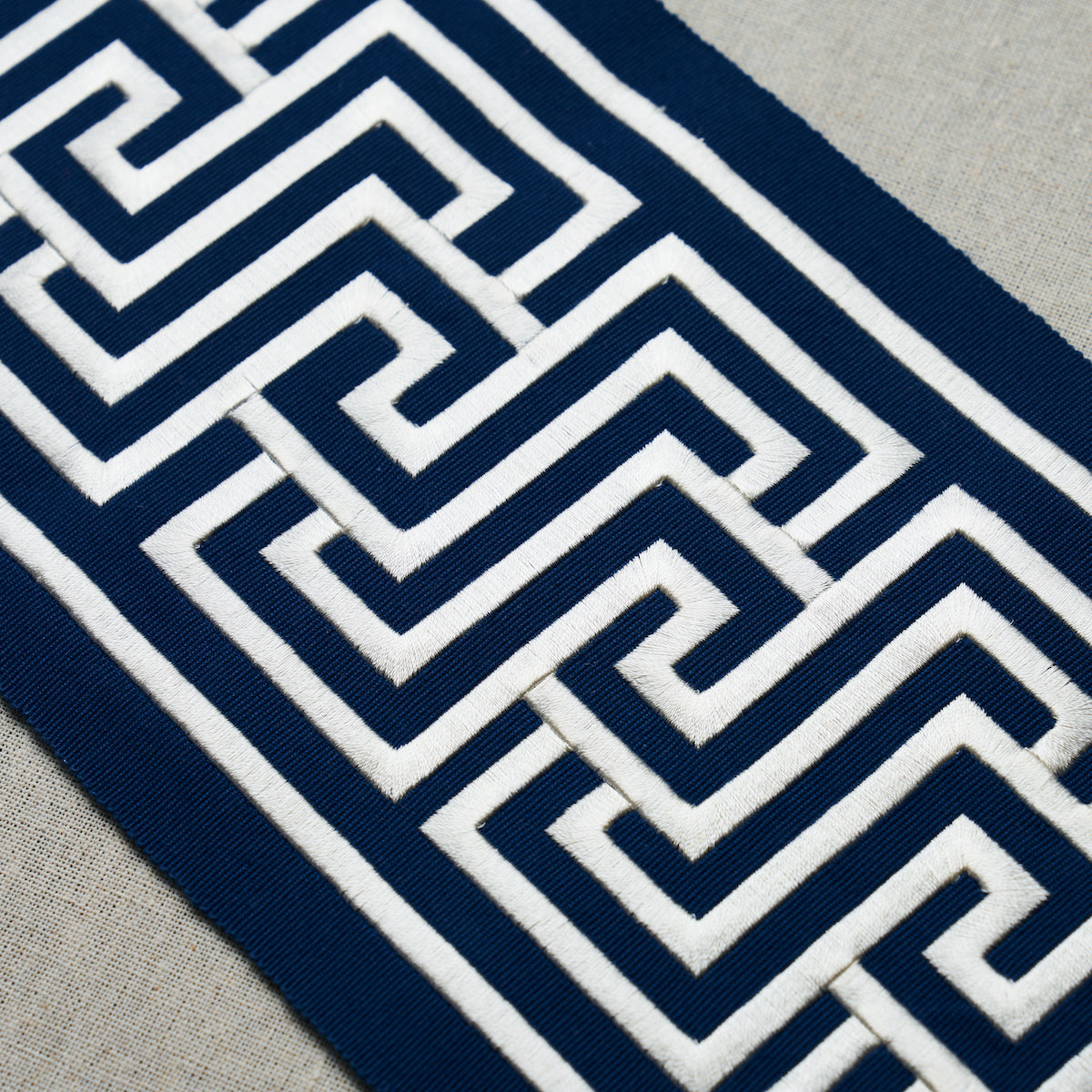 Schumacher Labyrinth Tape Navy Trim Sample 66149