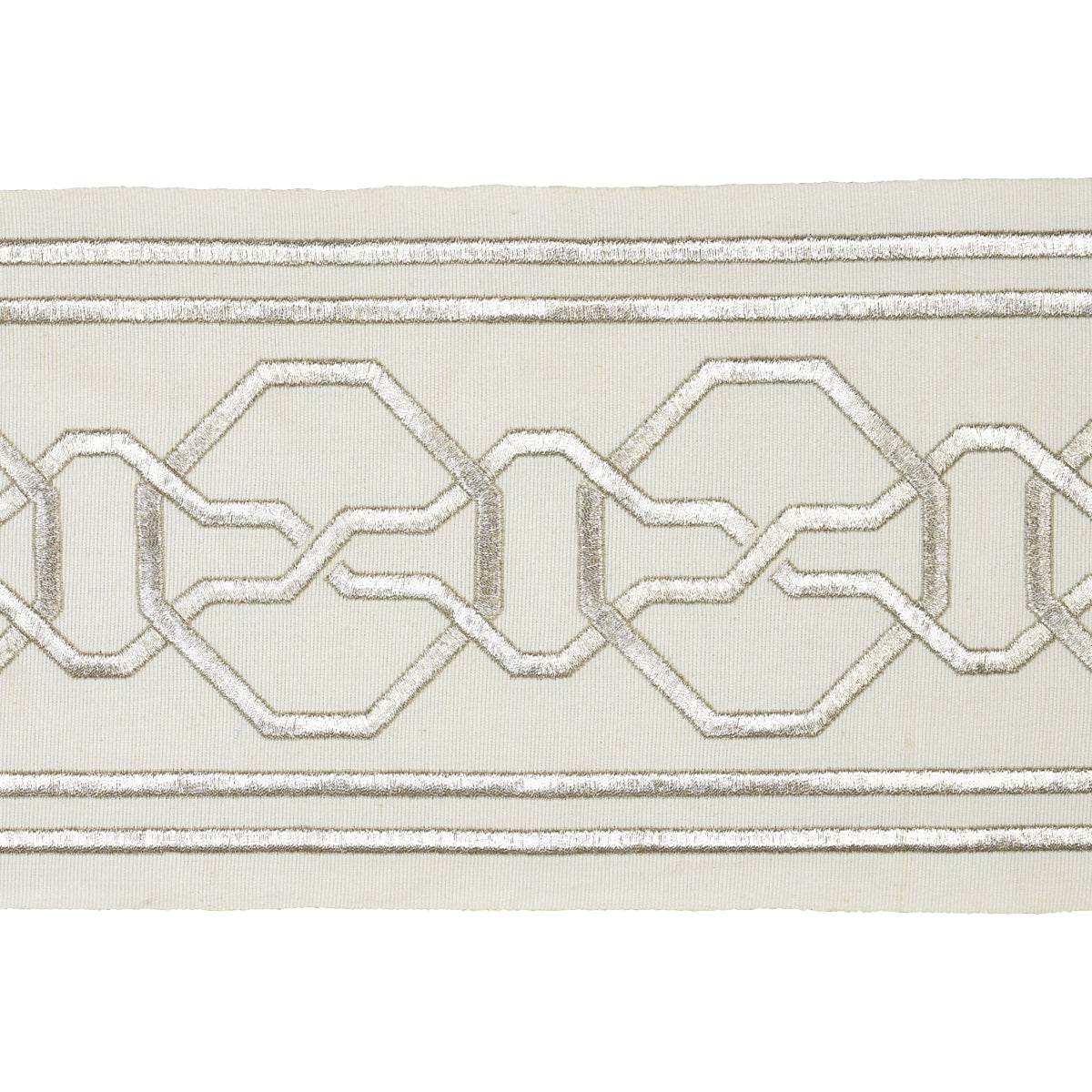 Schumacher Malmaison Tape Silver Trim Sample 66156