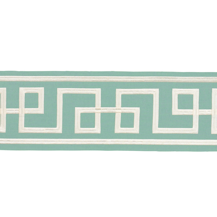 Schumacher Octavius Tape Aqua Marine Trim Sample 66161