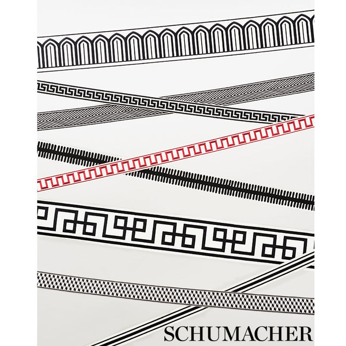 Schumacher Octavius Tape Black On Ivory Trim Sample 66166