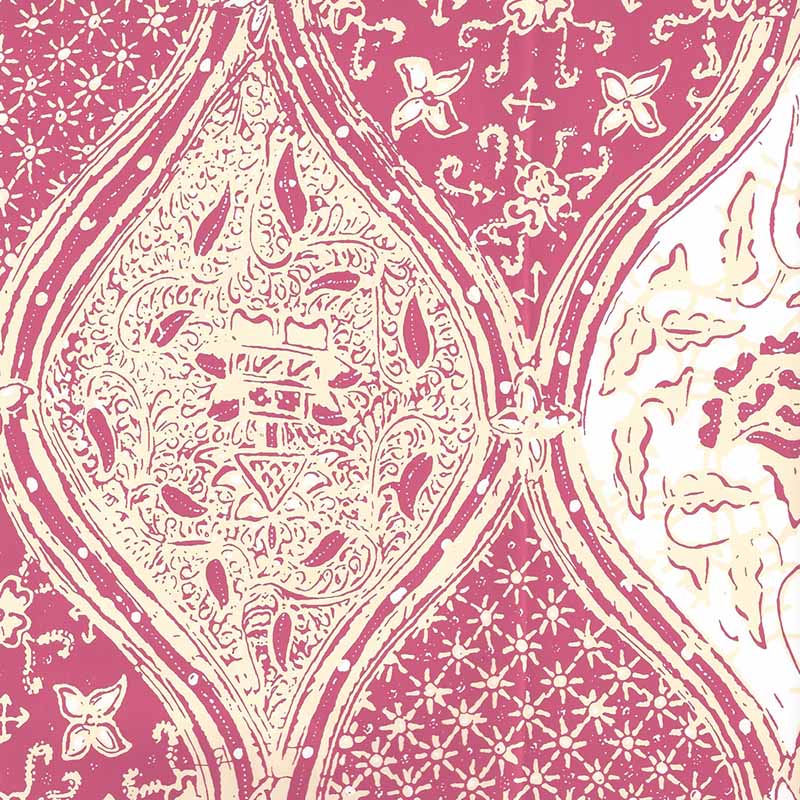 China Seas Balinese Batik Magenta Cream Wallpaper 6630-05WP