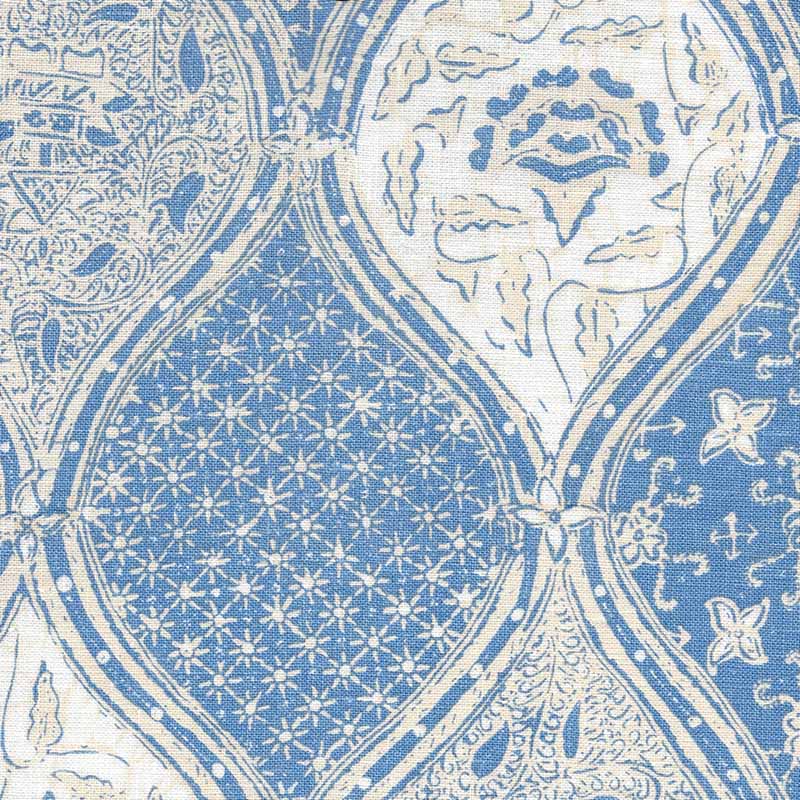 China Seas Balinese Batik French Blue Cream Fabric 6630CU-02