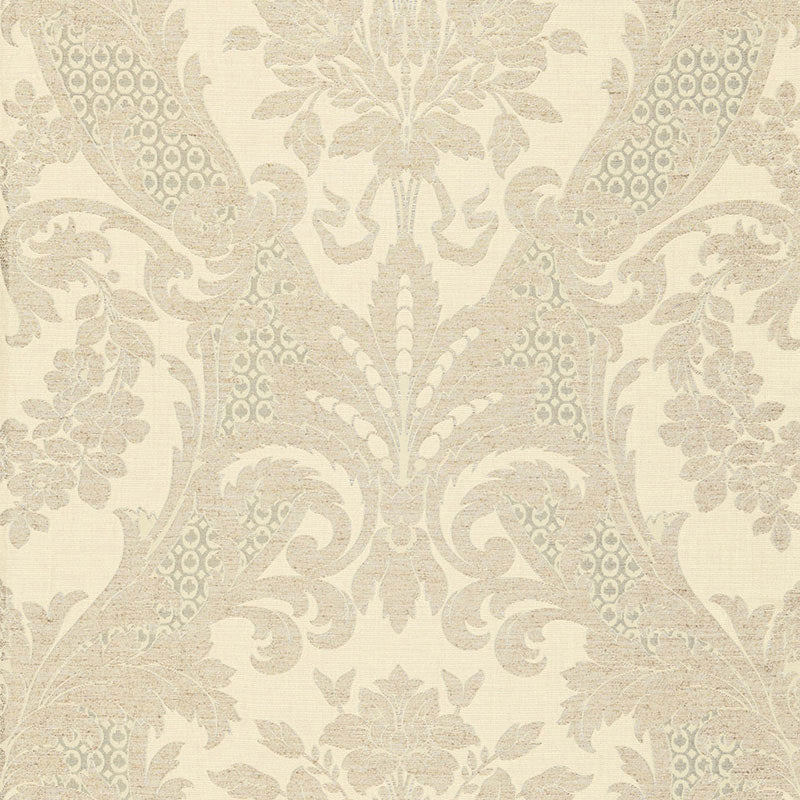 Schumacher Toscana Linen Damask Greige Fabric 66340