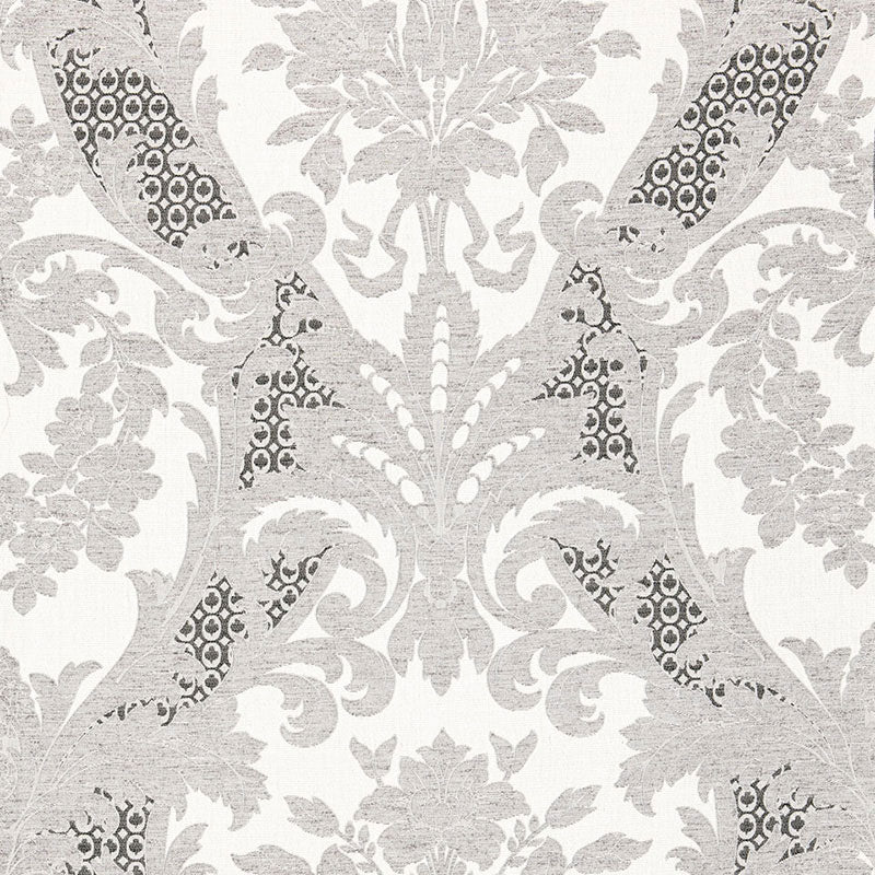 Schumacher Toscana Linen Damask Grisaille Fabric 66342