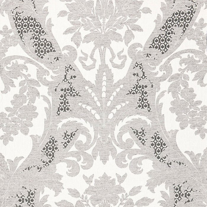 Schumacher Toscana Linen Damask Grisaille Fabric Sample 66342