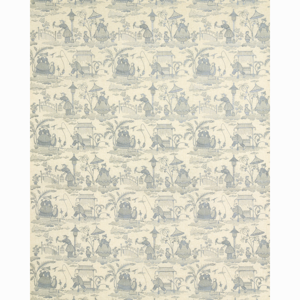 Schumacher Bassano Embroidered Toile Delft Fabric 66600