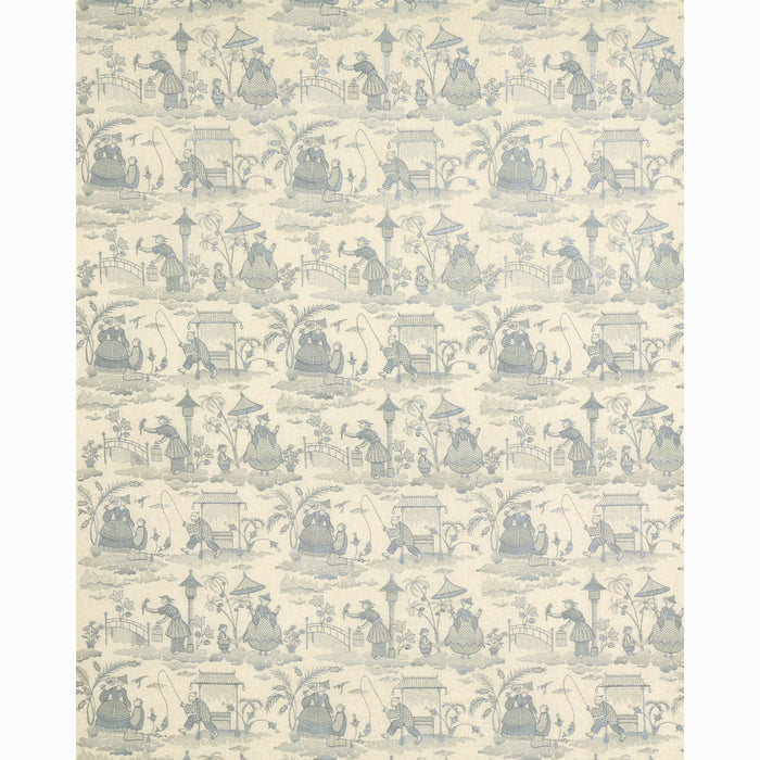 Schumacher Bassano Embroidered Toile Delft Fabric Sample 66600