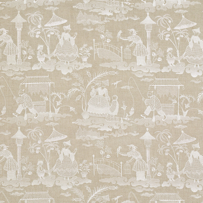 Schumacher Bassano Embroidered Toile Linen Fabric 66601