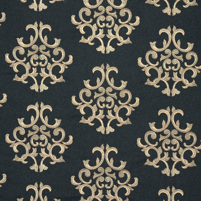 Schumacher Byron Embroidered Wool Charcoal Fabric Sample 66830