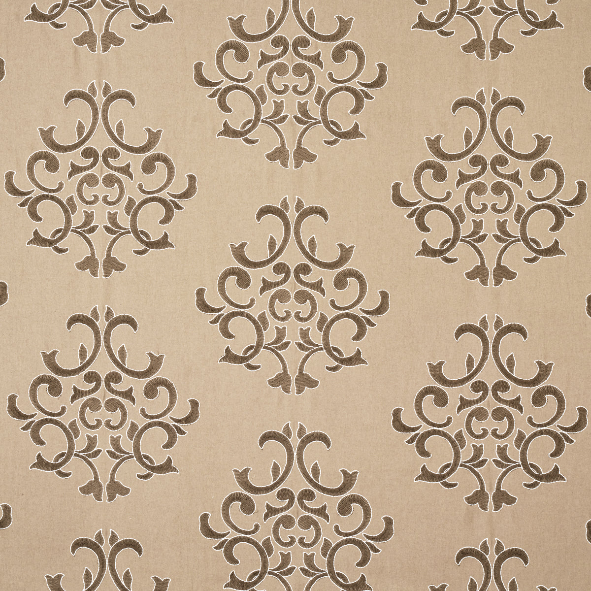 Schumacher Byron Embroidered Wool Buckskin Fabric 66831