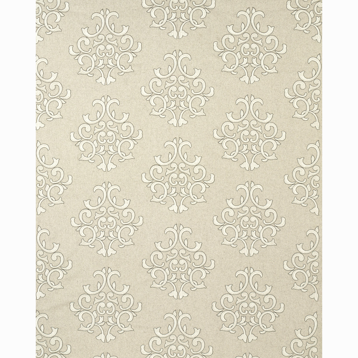 Schumacher Byron Embroidered Wool Oat Fabric 66832