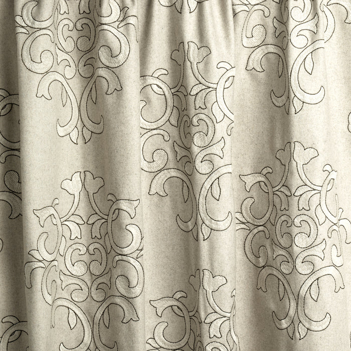 Schumacher Byron Embroidered Wool Oat Fabric 66832