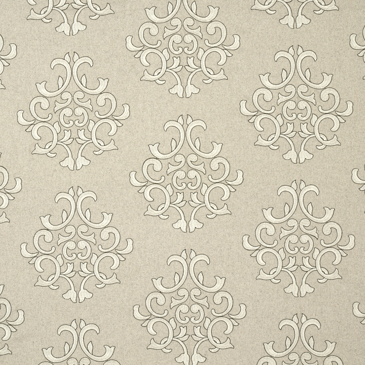 Schumacher Byron Embroidered Wool Oat Fabric 66832