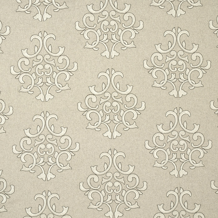 Schumacher Byron Embroidered Wool Oat Fabric Sample 66832