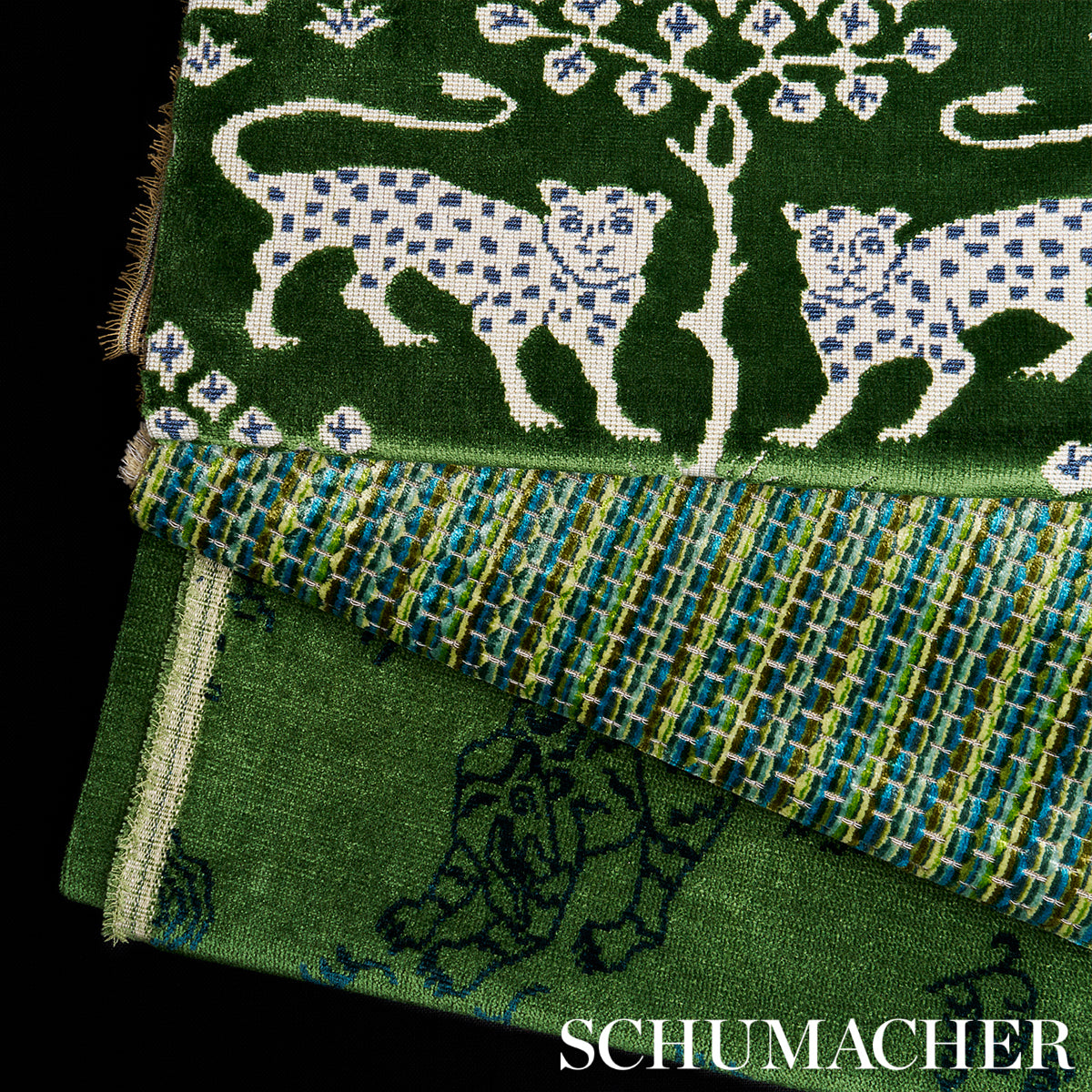 Schumacher Downtown Velvet Peacock Fabric 66917