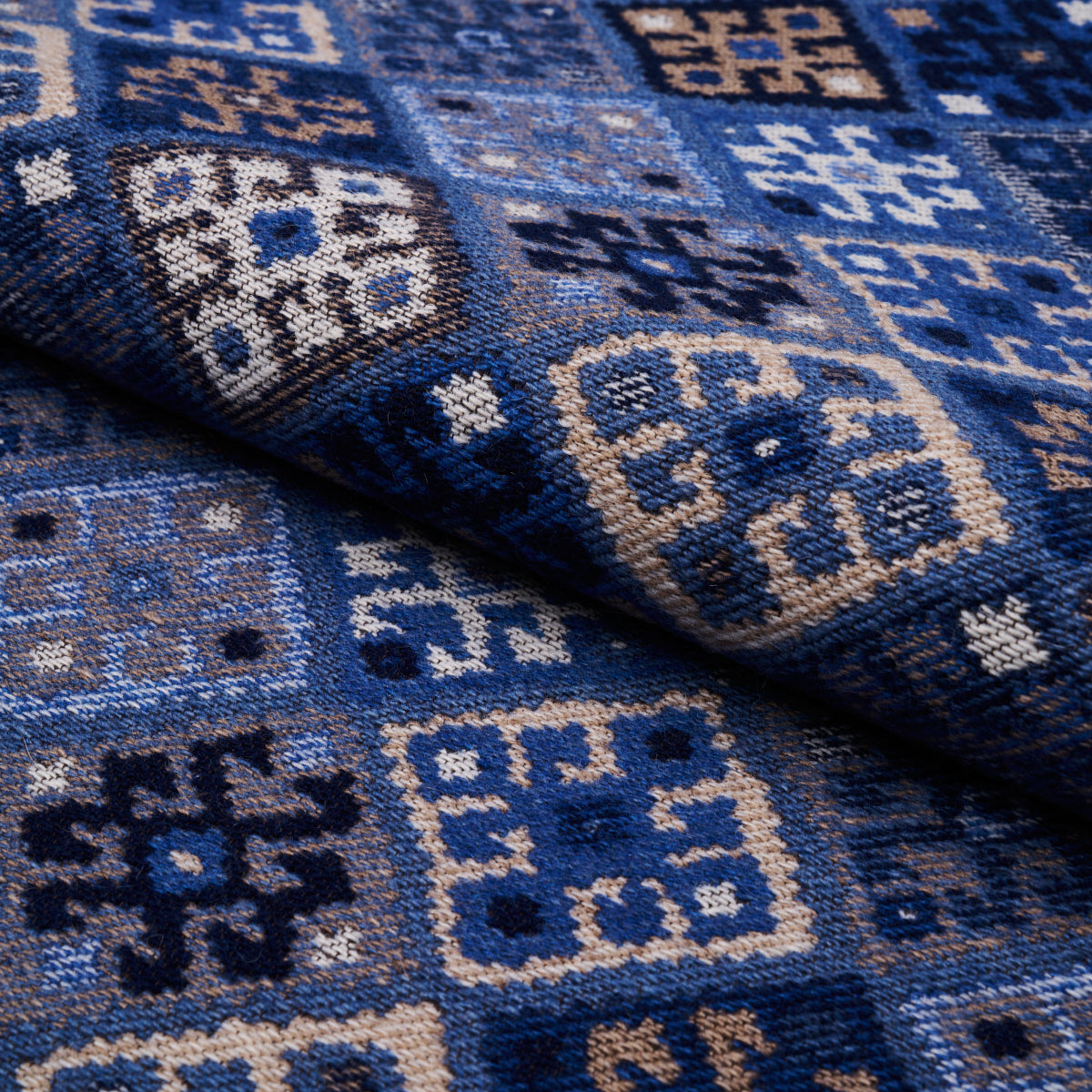 Schumacher Kilim Weave Blue Fabric 67143