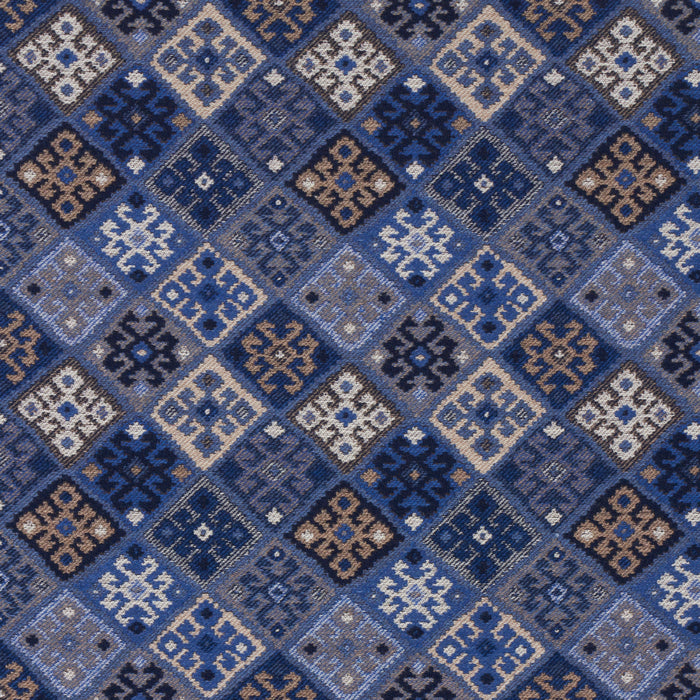 Schumacher Kilim Weave Blue Fabric Sample 67143