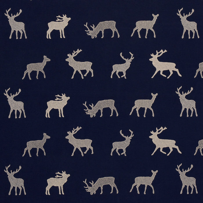 Schumacher Caribou Embroidery Navy Fabric Sample 67162