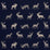 Schumacher Caribou Embroidery Navy Fabric Sample 67162