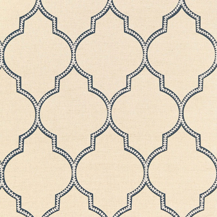 Schumacher Algiers Embroidery Indigo Fabric Sample 67330