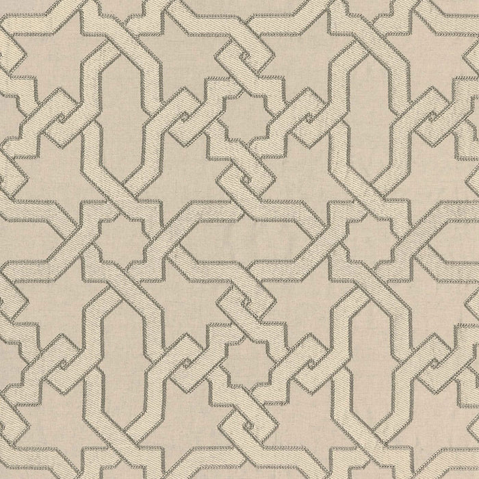 Schumacher Cordoba Embroidery Stone Fabric Sample 67571