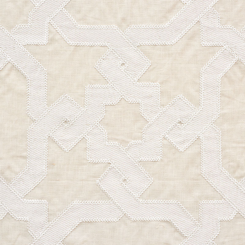 Schumacher Cordoba Embroidery Linen Fabric Sample 67574