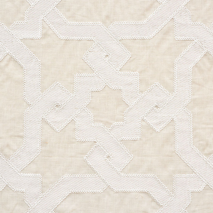 Schumacher Cordoba Embroidery Linen Fabric Sample 67574