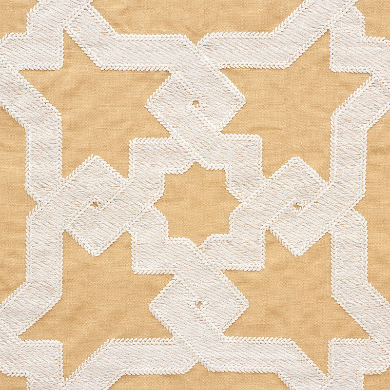 Schumacher Cordoba Embroidery Ochre Fabric Sample 67575