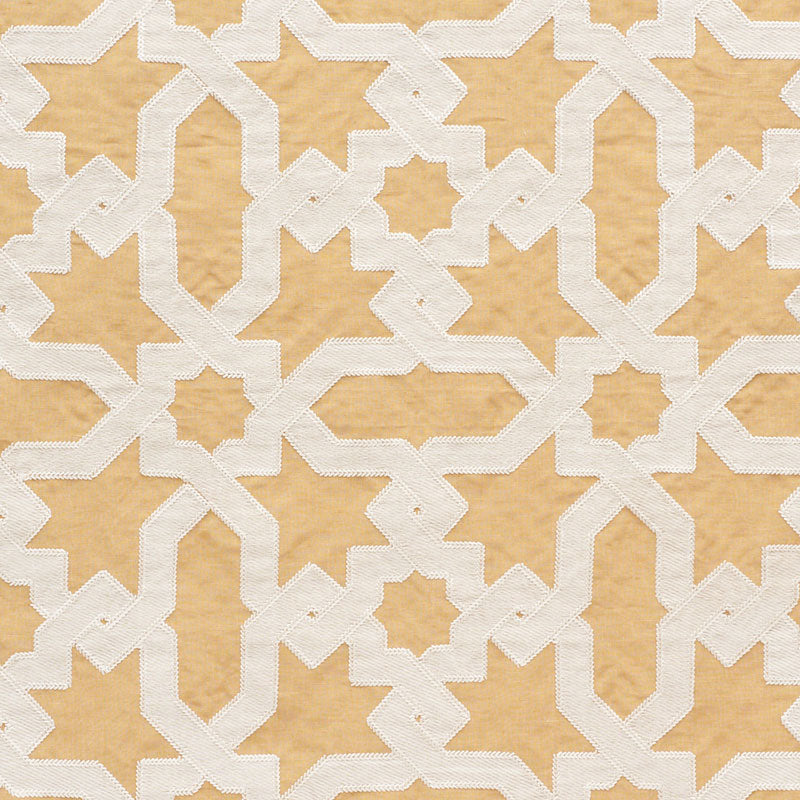 Schumacher Cordoba Embroidery Ochre Fabric Sample 67575