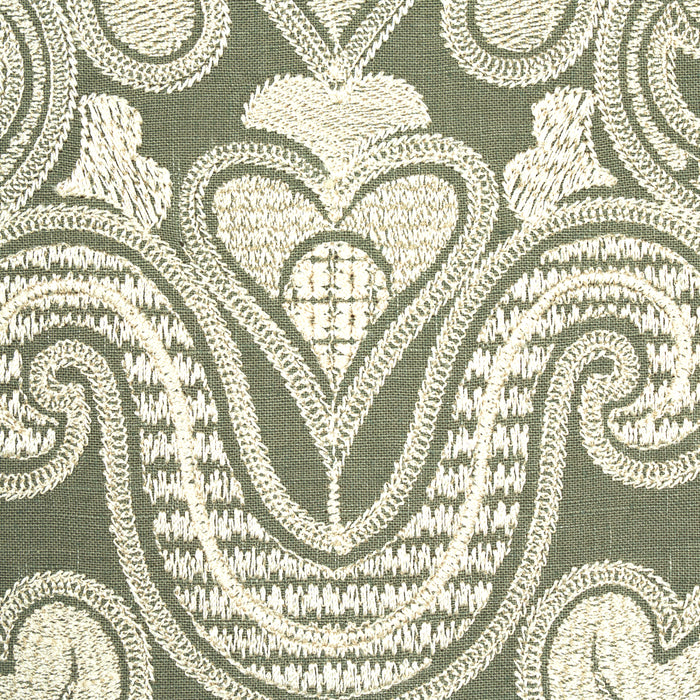 Schumacher Angkor Embroidery Peat Fabric Sample 67580