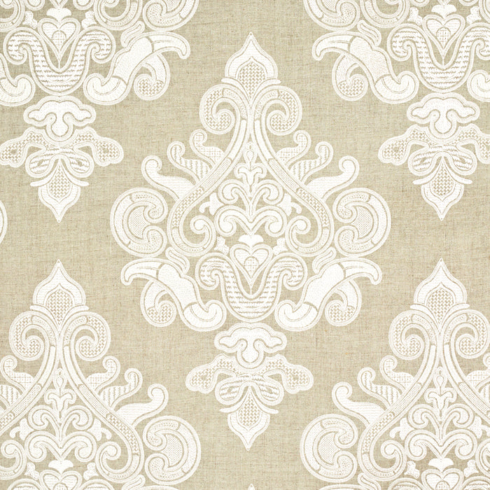 Schumacher Angkor Embroidery Linen Fabric Sample 67581