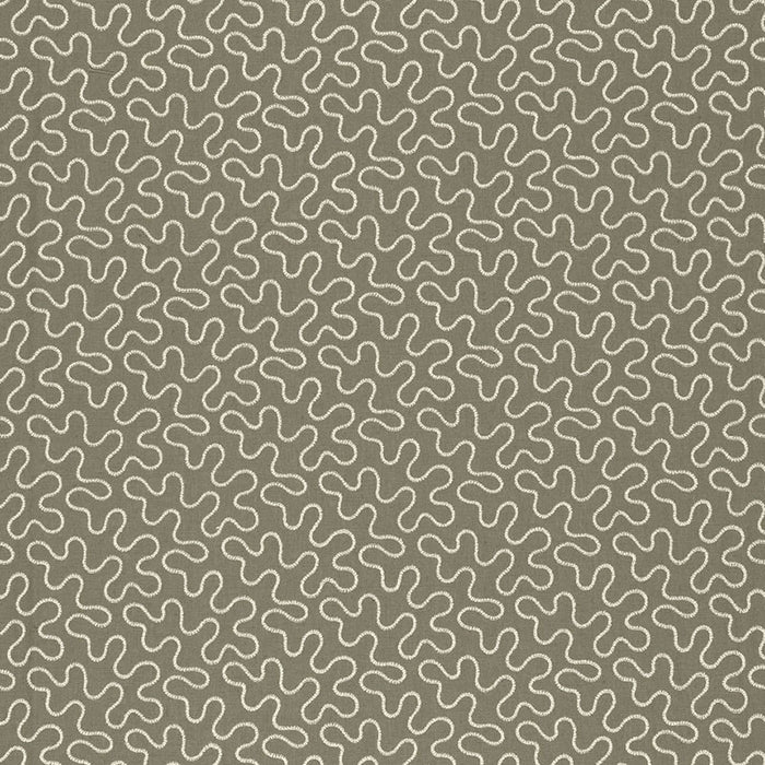 Schumacher Meander Embroidery Peat Fabric 67602