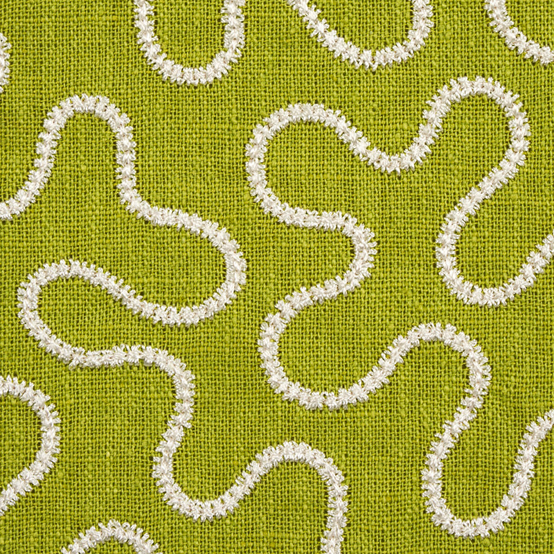 Schumacher Meander Embroidery Leaf Fabric 67604