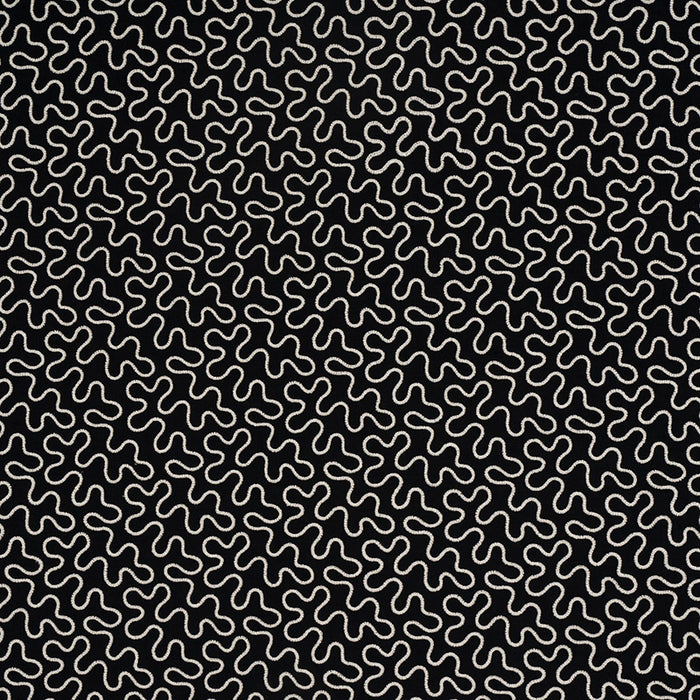 Schumacher Meander Embroidery Black Fabric 67605