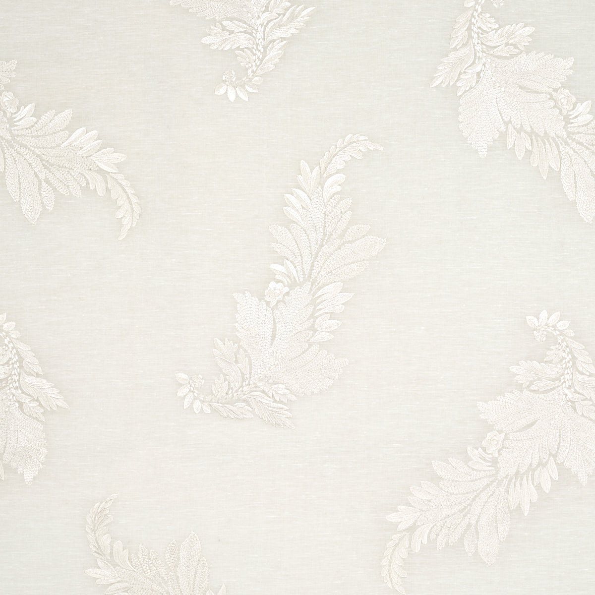 Schumacher Contessa Embroidered Sheer Ivory Fabric 67710