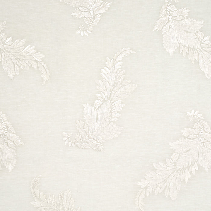 Schumacher Contessa Embroidered Sheer Ivory Fabric Sample 67710