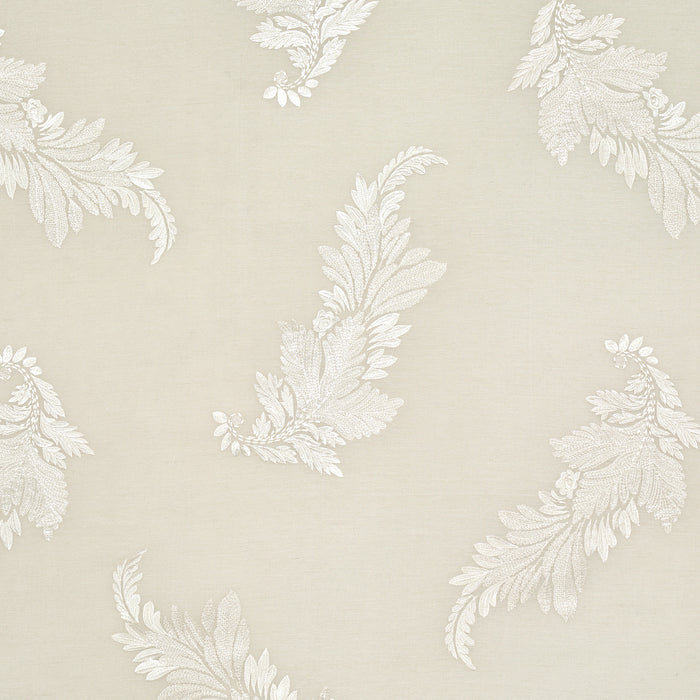 Schumacher Contessa Embroidered Sheer Pearl Fabric Sample 67711