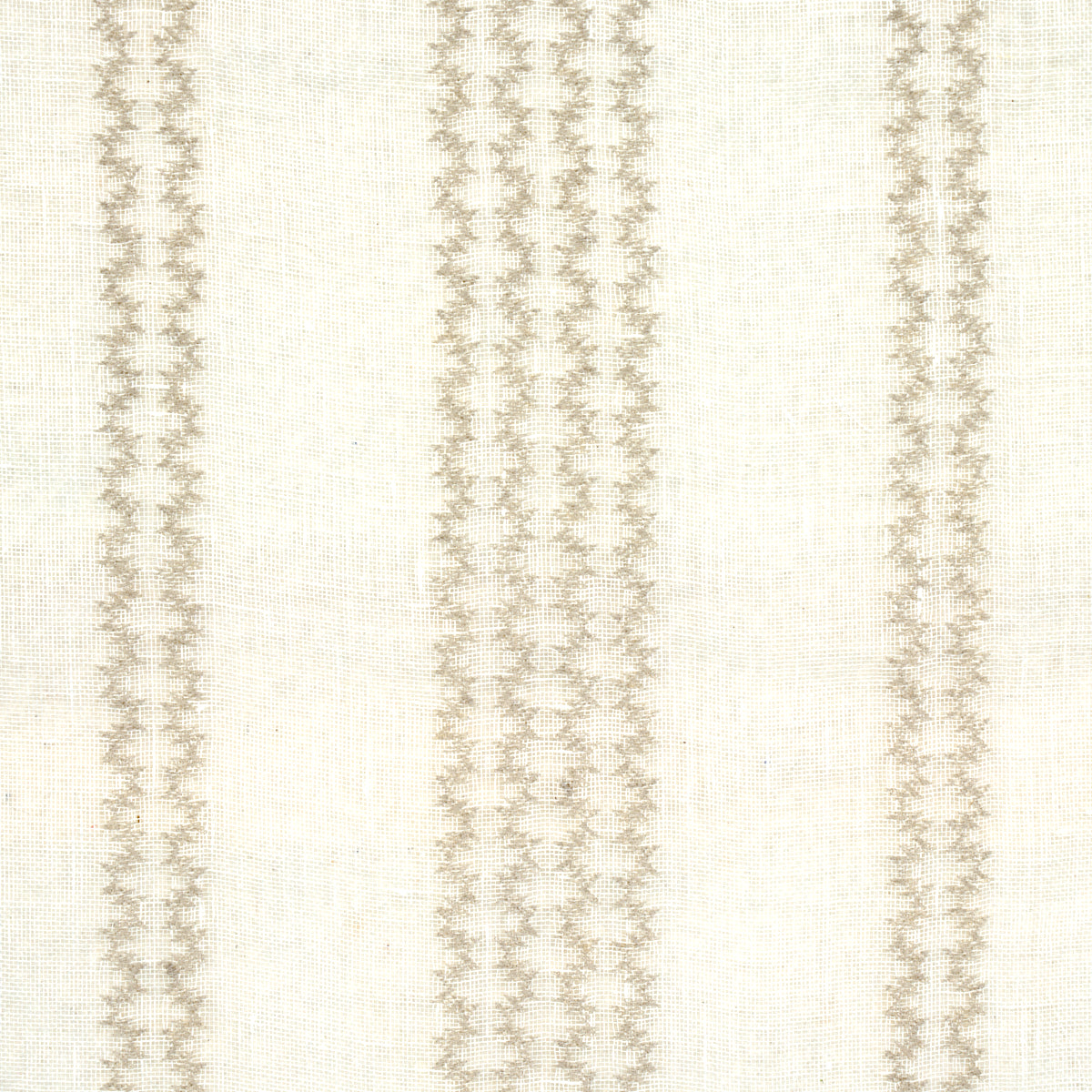 Schumacher Piero Stripe Embroidered Sheer Pearl Fabric 67880