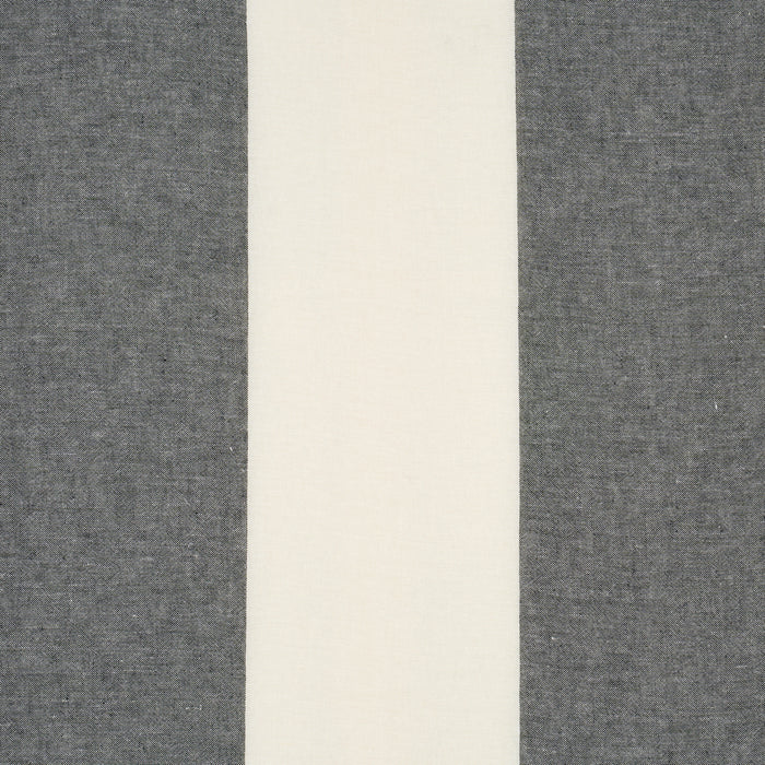 Schumacher Vista Linen Stripe Casement Carbon And White Fabric Sample 67944